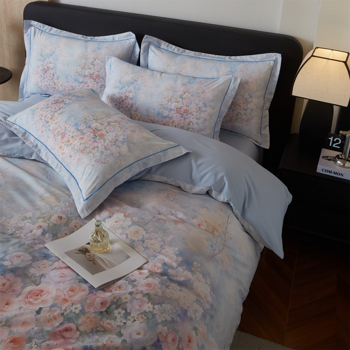 91家纺网 家纺一手货源 找家纺 曼秀琳 2026新款铂金棉数码印花四件套(全棉133*76) 可提供买家秀图片 油画意境-兰