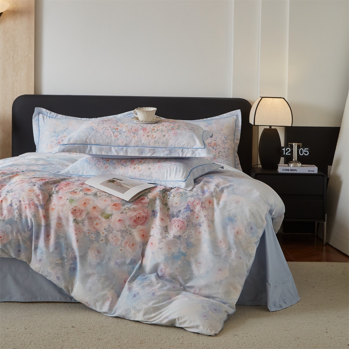 91家纺网 家纺一手货源 找家纺 曼秀琳 2026新款铂金棉数码印花四件套(全棉133*76) 可提供买家秀图片 油画意境-兰