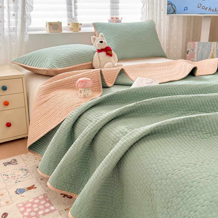 91家纺网 家纺一手货源 找家纺 （总）雅萱家纺 2026新款双面全棉高温砂洗床盖系列