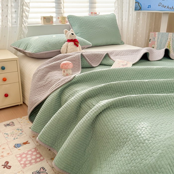 91家纺网 家纺一手货源 找家纺 （总）雅萱家纺 2026新款双面全棉高温砂洗床盖系列