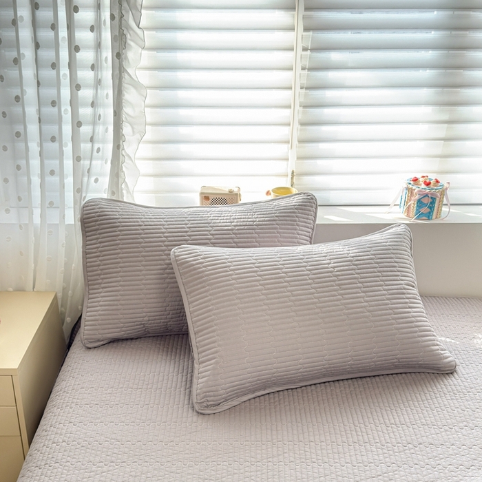 91家纺网 家纺一手货源 找家纺 雅萱家纺 2026新款双面全棉高温砂洗床盖系列 简约灰