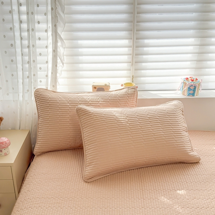 91家纺网 家纺一手货源 找家纺 雅萱家纺 2026新款双面全棉高温砂洗床盖系列 时尚咖