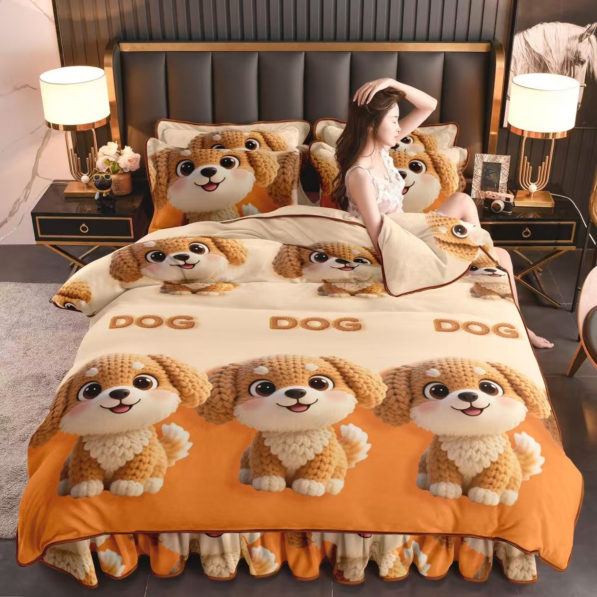 91家纺网 家纺一手货源 找家纺 (总)赛丽雅 2025新款牛奶绒床裙四件套8-9斤法莱绒直播爆款日产2万套