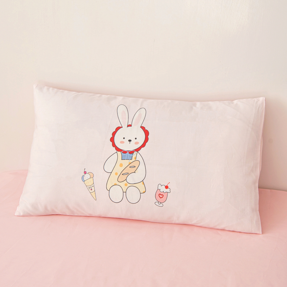 91家纺网 家纺一手货源 找家纺 御棉坊 2026新款A类全棉纯棉40S数码印花幼儿园入园三件套被子宝宝午睡被芯六件套 冰激凌小兔