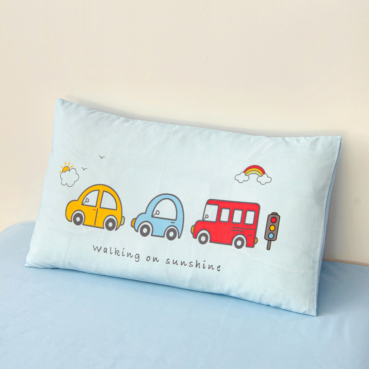 91家纺网 家纺一手货源 找家纺 御棉坊 2026新款A类全棉纯棉40S数码印花幼儿园入园三件套被子宝宝午睡被芯六件套 多彩小车