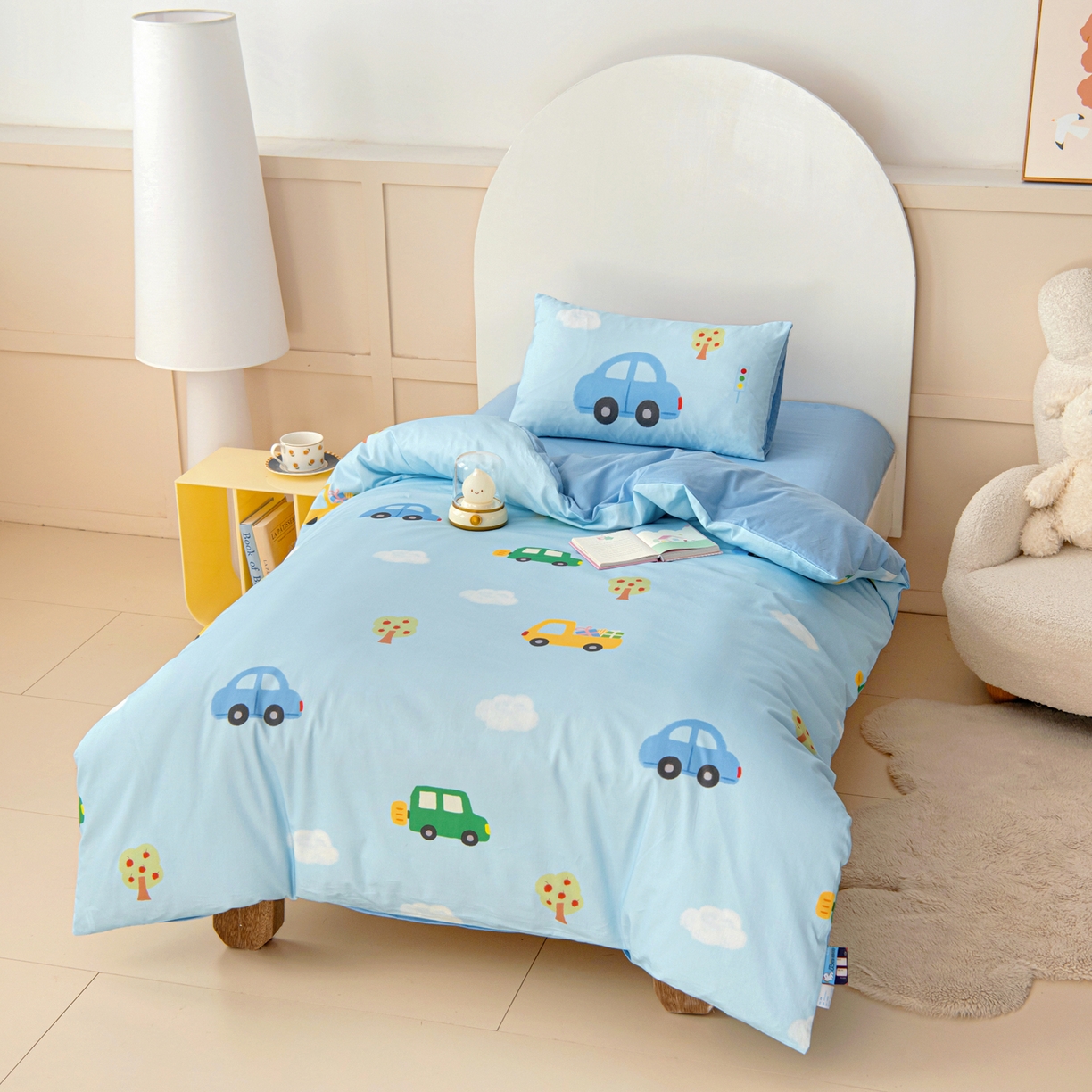 91家纺网 家纺一手货源 找家纺 御棉坊 2026新款A类全棉纯棉40S数码印花幼儿园入园三件套被子宝宝午睡被芯六件套 汽车假日