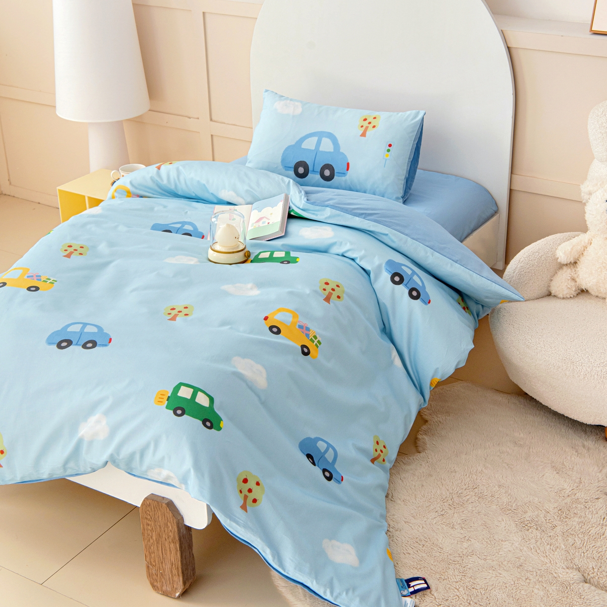 91家纺网 家纺一手货源 找家纺 御棉坊 2026新款A类全棉纯棉40S数码印花幼儿园入园三件套被子宝宝午睡被芯六件套 汽车假日