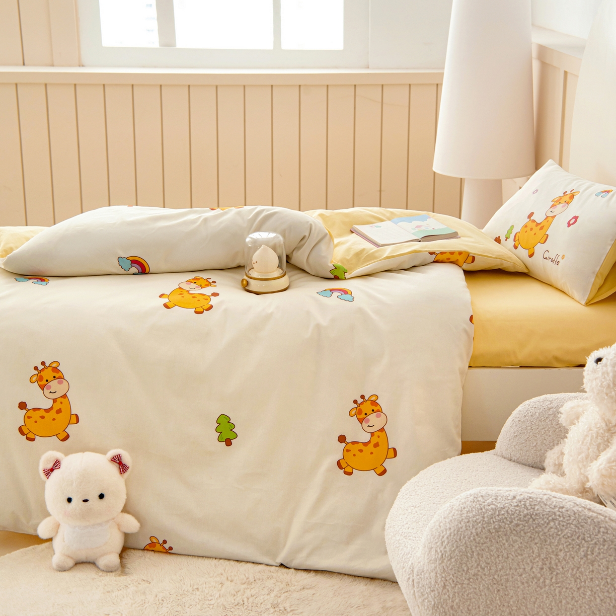 91家纺网 家纺一手货源 找家纺 御棉坊 2026新款A类全棉纯棉40S数码印花幼儿园入园三件套被子宝宝午睡被芯六件套 小鹿宝宝