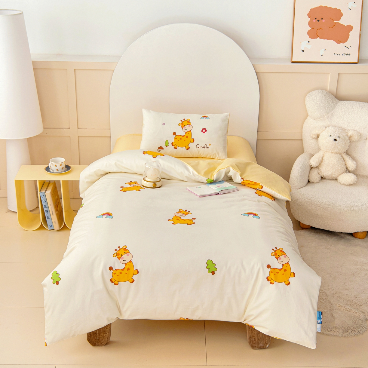 91家纺网 家纺一手货源 找家纺 御棉坊 2026新款A类全棉纯棉40S数码印花幼儿园入园三件套被子宝宝午睡被芯六件套 小鹿宝宝