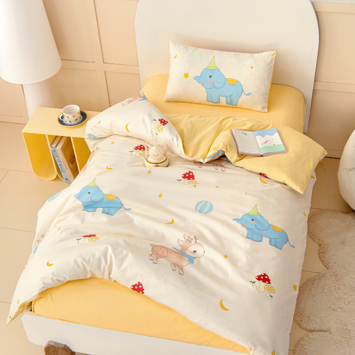 91家纺网 家纺一手货源 找家纺 御棉坊 2026新款A类全棉纯棉40S数码印花幼儿园入园三件套被子宝宝午睡被芯六件套 星月童话