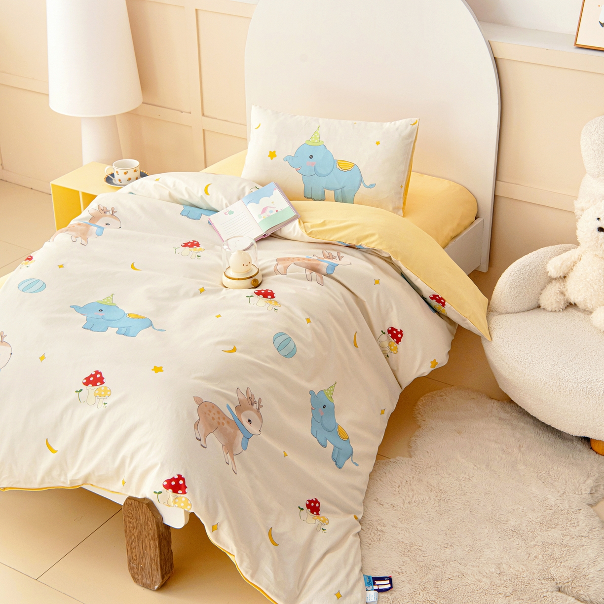 91家纺网 家纺一手货源 找家纺 御棉坊 2026新款A类全棉纯棉40S数码印花幼儿园入园三件套被子宝宝午睡被芯六件套 星月童话