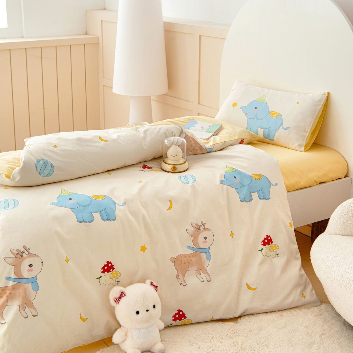 91家纺网 家纺一手货源 找家纺 御棉坊 2026新款A类全棉纯棉40S数码印花幼儿园入园三件套被子宝宝午睡被芯六件套 星月童话