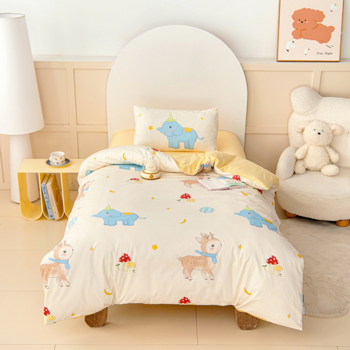 91家纺网 家纺一手货源 找家纺 御棉坊 2026新款A类全棉纯棉40S数码印花幼儿园入园三件套被子宝宝午睡被芯六件套 星月童话