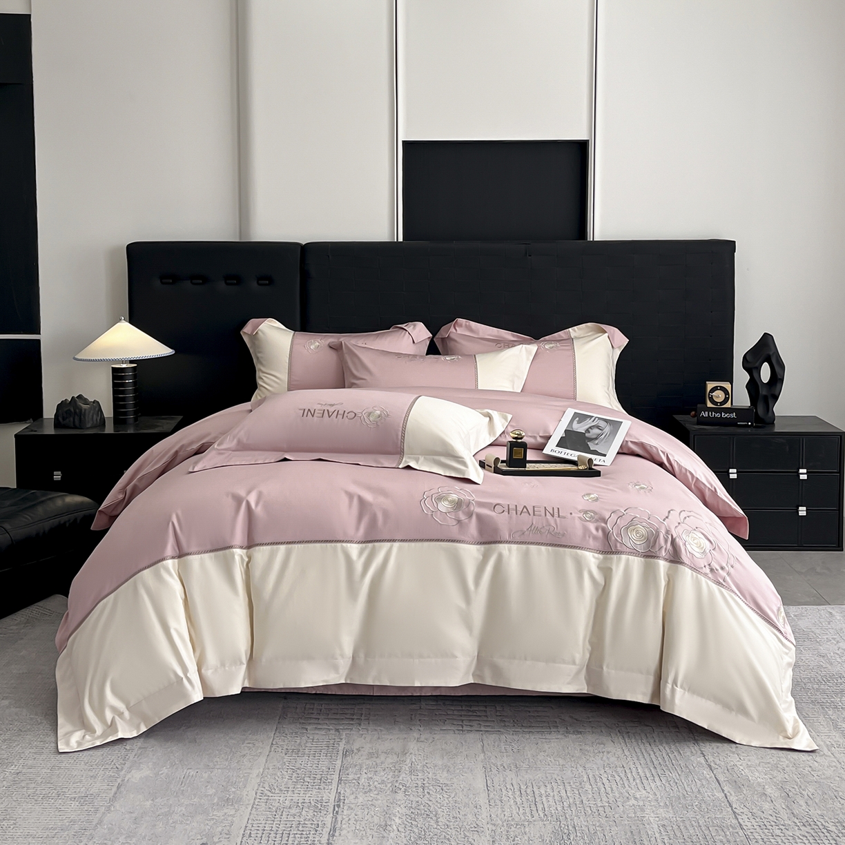 91家纺网 家纺一手货源 找家纺 （总）置顶家纺 2026新款春夏山茶花亲肤拼接刺绣四件套