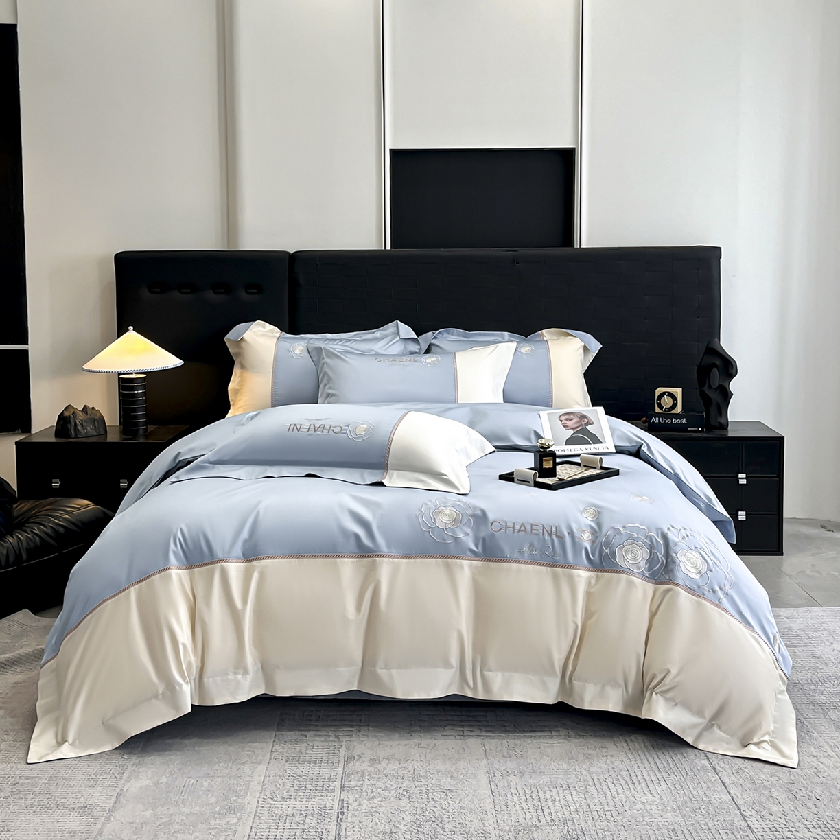 91家纺网 家纺一手货源 找家纺 （总）置顶家纺 2026新款春夏山茶花亲肤拼接刺绣四件套