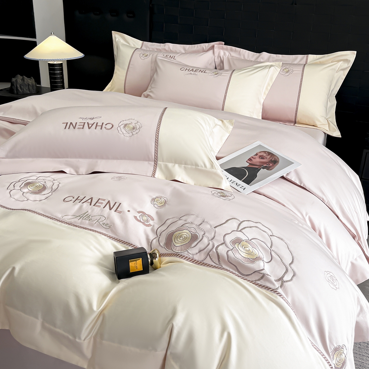 91家纺网 家纺一手货源 找家纺 （总）置顶家纺 2026新款春夏山茶花亲肤拼接刺绣四件套