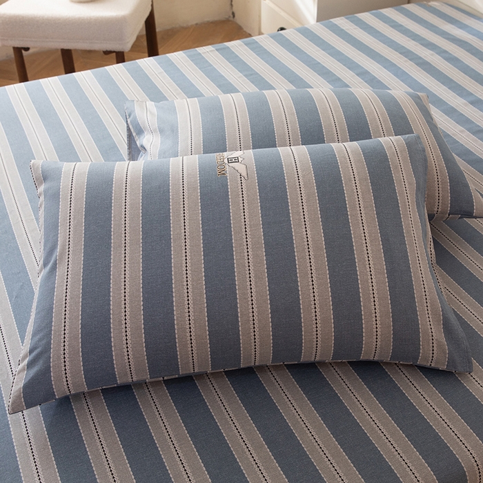 91家纺网 家纺一手货源 找家纺 （总）八十八家纺 2026新款无印风全棉纯棉斜纹条格单枕套枕套单件单品枕套