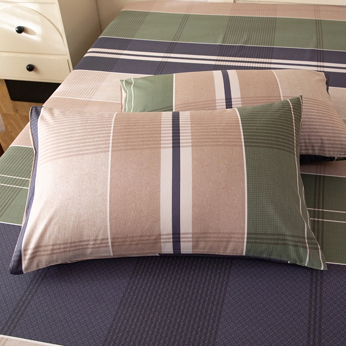 八十八家纺 2026新款无印风全棉纯棉斜纹条格单枕套枕套单件单品枕套 木夕