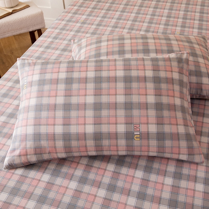 八十八家纺 2026新款无印风全棉纯棉斜纹条格单枕套枕套单件单品枕套 青居