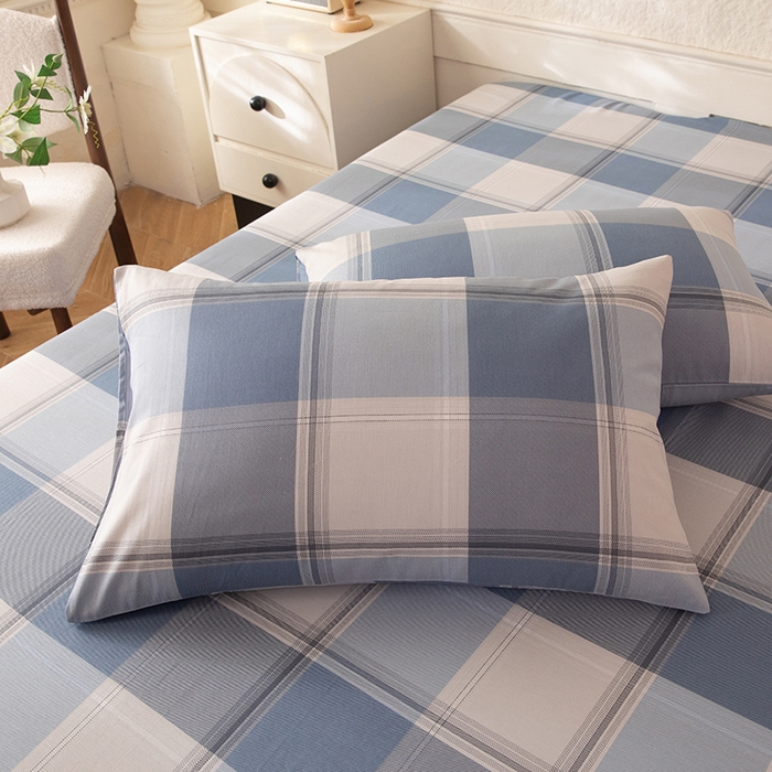 八十八家纺 2026新款无印风全棉纯棉斜纹条格单枕套枕套单件单品枕套 山禾