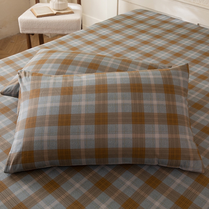 八十八家纺 2026新款无印风全棉纯棉斜纹条格单枕套枕套单件单品枕套 山墨