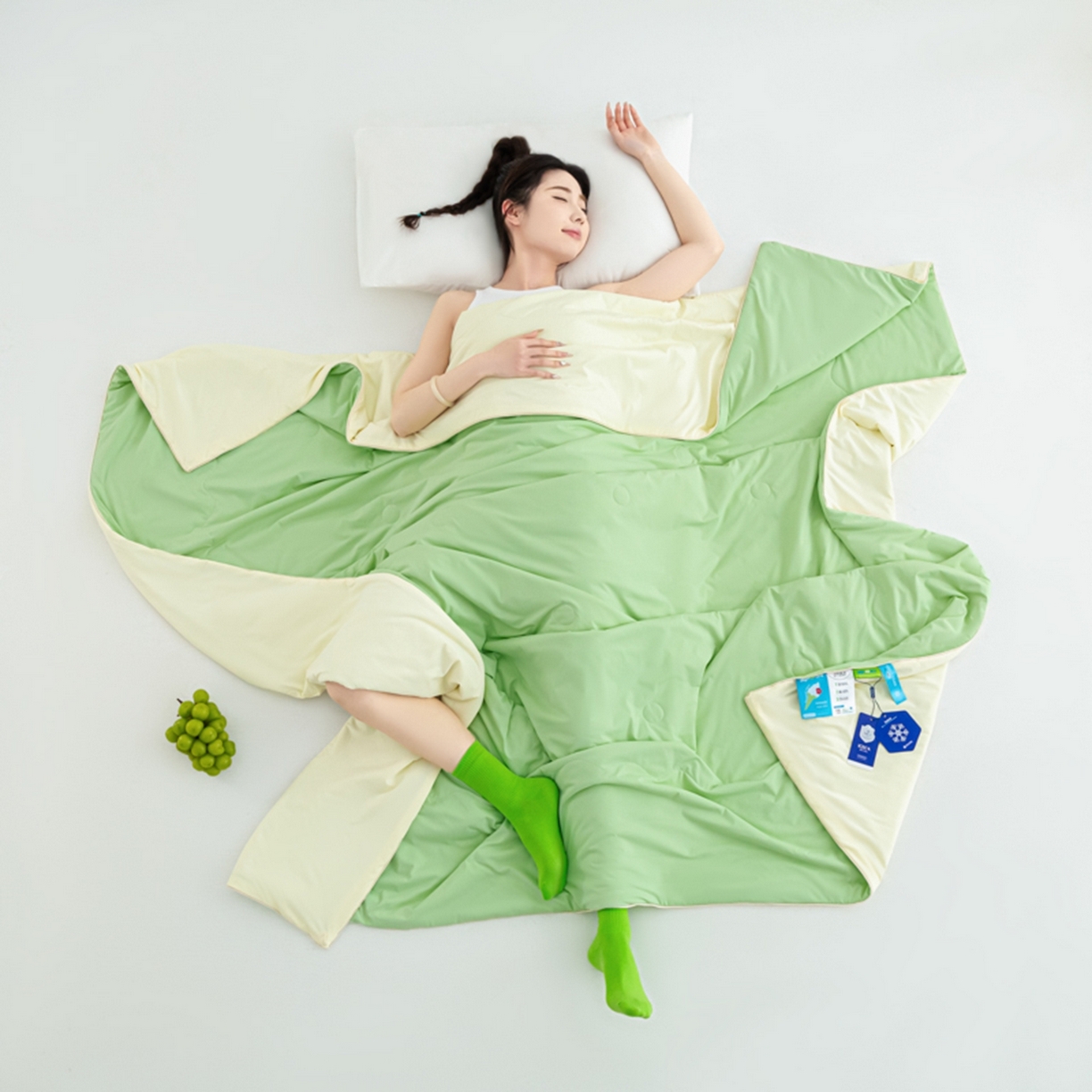 91家纺网 家纺一手货源 找家纺 爱彼家纺 2026马年新款冰感黑科技冰卡小凉被单夏被自带降温buff一触透心凉-冰卡夏被系列一 冰卡-果绿+芝士