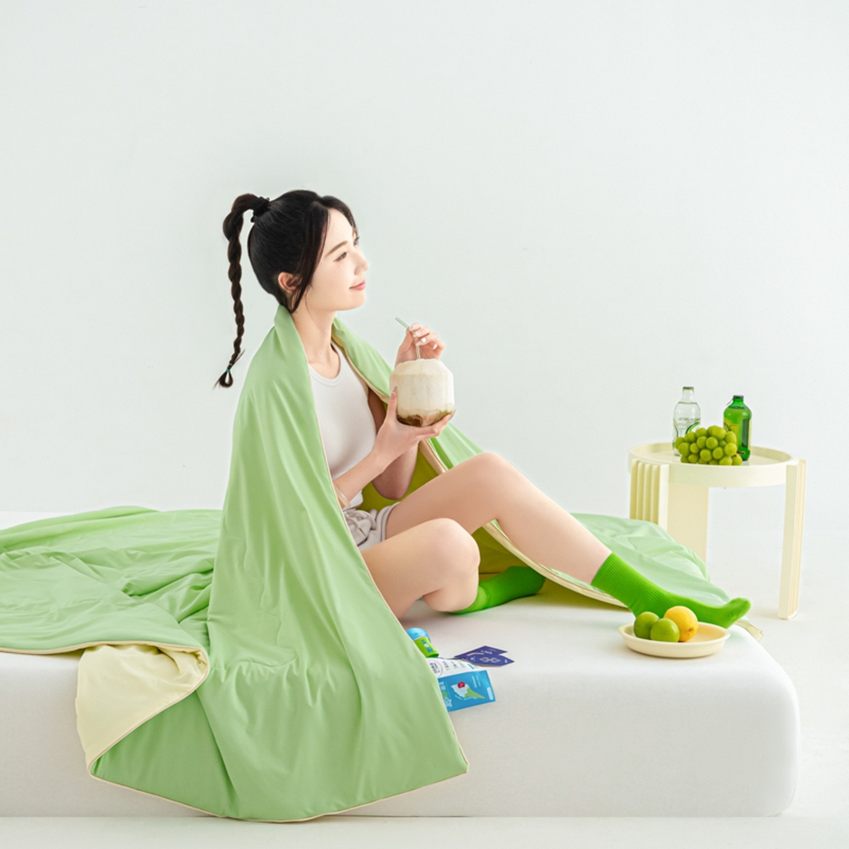 91家纺网 家纺一手货源 找家纺 爱彼家纺 2026马年新款冰感黑科技冰卡小凉被单夏被自带降温buff一触透心凉-冰卡夏被系列一 冰卡-果绿+芝士