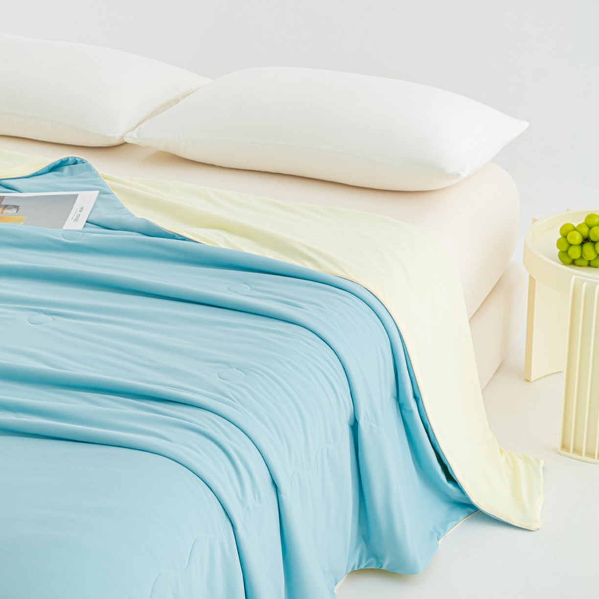 91家纺网 家纺一手货源 找家纺 爱彼家纺 2026马年新款冰感黑科技冰卡小凉被单夏被自带降温buff一触透心凉-冰卡夏被系列一 冰卡-天蓝+芝士