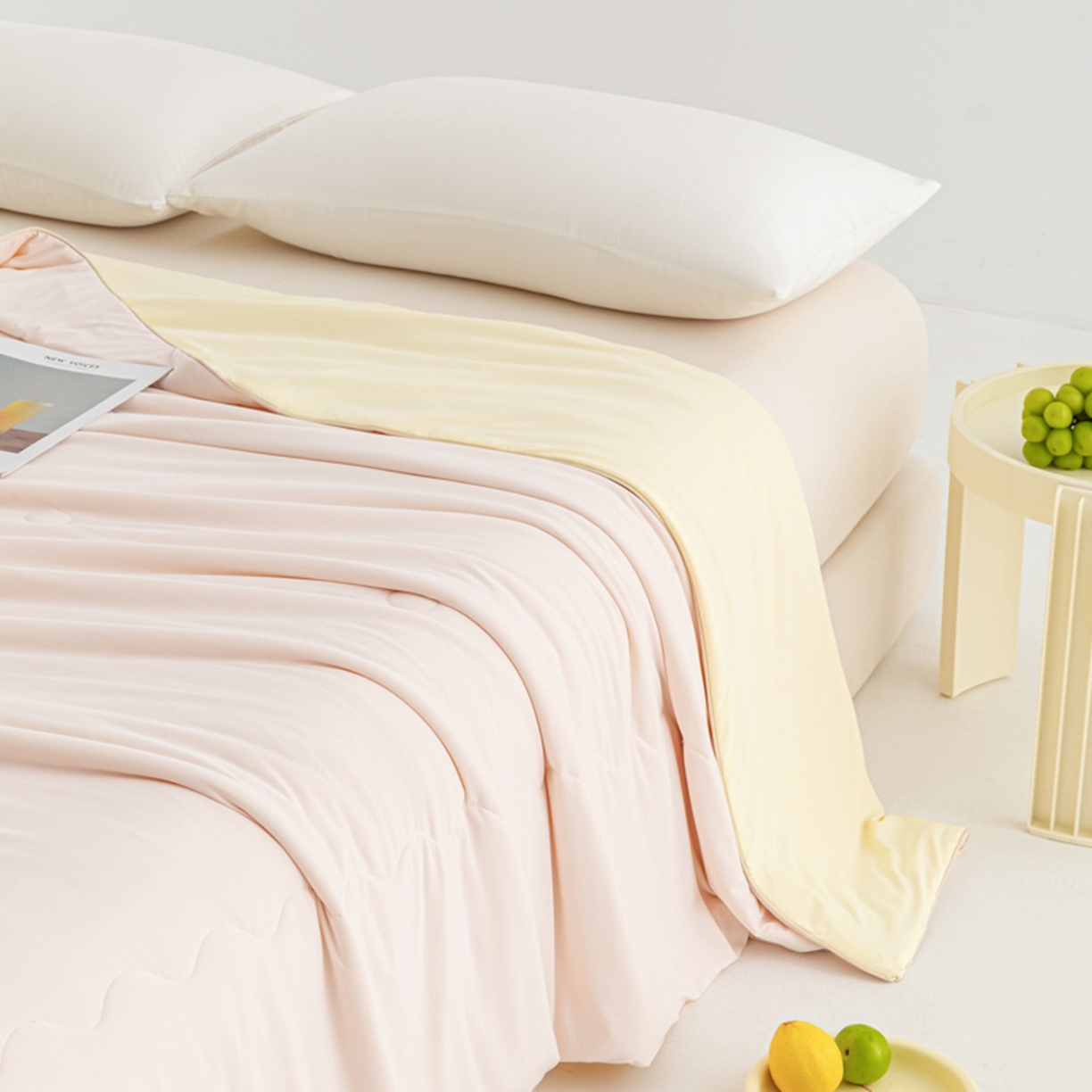 91家纺网 家纺一手货源 找家纺 爱彼家纺 2026马年新款冰感黑科技冰卡小凉被单夏被自带降温buff一触透心凉-冰卡夏被系列一 冰卡-浅粉+芝士