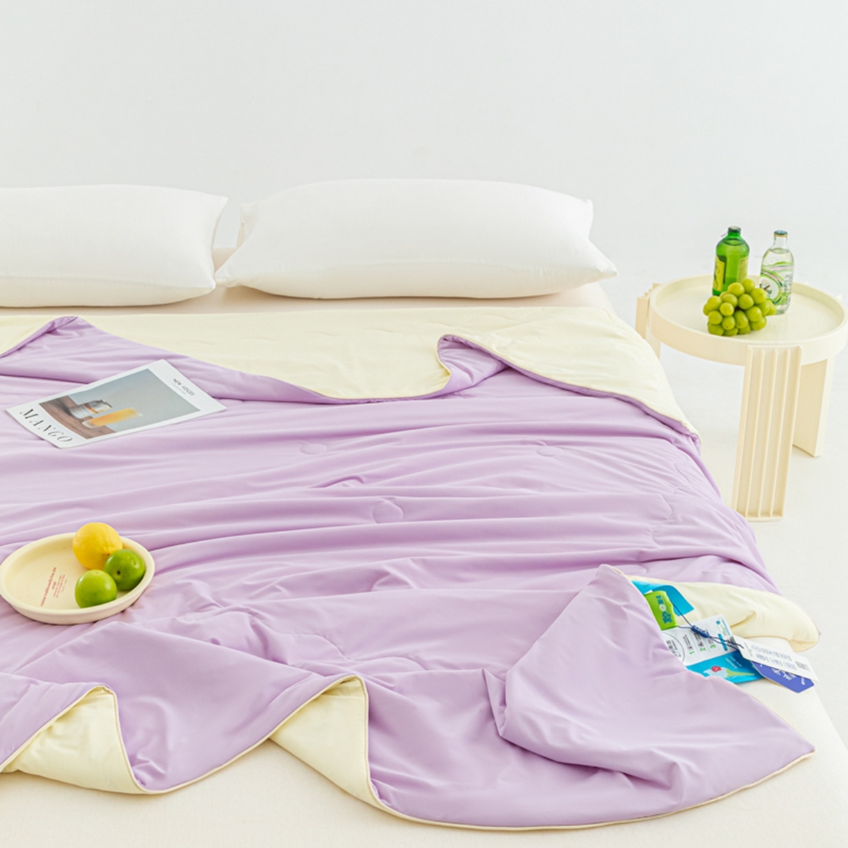 91家纺网 家纺一手货源 找家纺 爱彼家纺 2026马年新款冰感黑科技冰卡小凉被单夏被自带降温buff一触透心凉-冰卡夏被系列一 冰卡-浅紫+芝士
