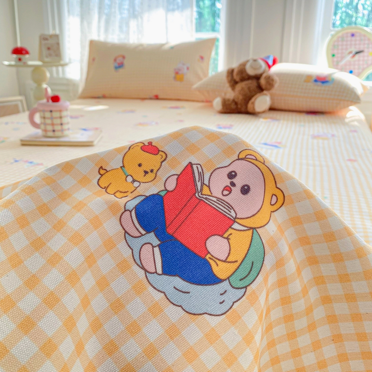 91家纺网 家纺一手货源 找家纺 首爱家纺 2026新款印花老粗布床单单品床单床单单件 读书熊