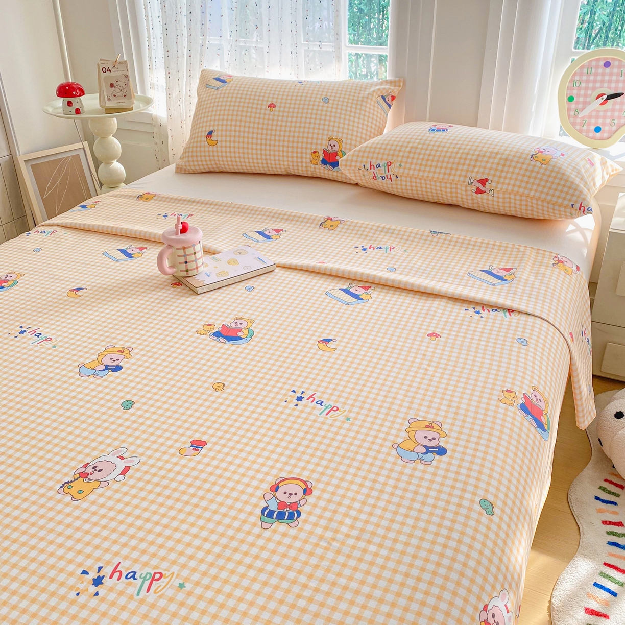 91家纺网 家纺一手货源 找家纺 首爱家纺 2026新款印花老粗布床单单品床单床单单件 读书熊