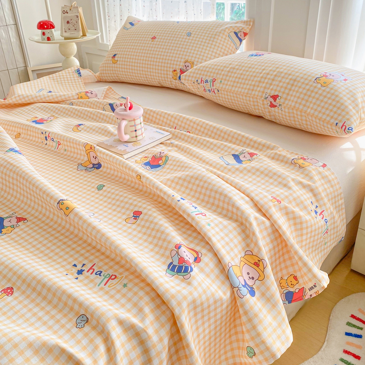 91家纺网 家纺一手货源 找家纺 首爱家纺 2026新款印花老粗布床单单品床单床单单件 读书熊