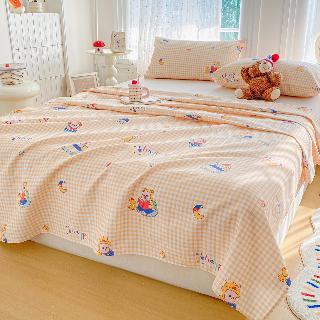 91家纺网 家纺一手货源 找家纺 首爱家纺 2026新款印花老粗布床单单品床单床单单件 读书熊