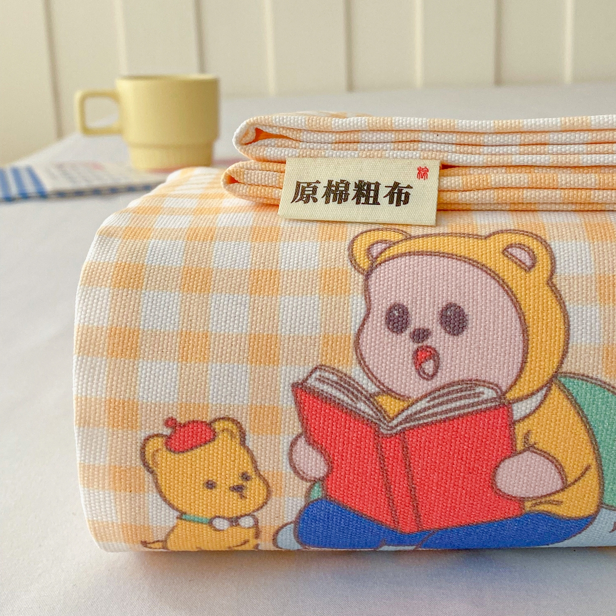 91家纺网 家纺一手货源 找家纺 首爱家纺 2026新款印花老粗布床单单品床单床单单件 读书熊