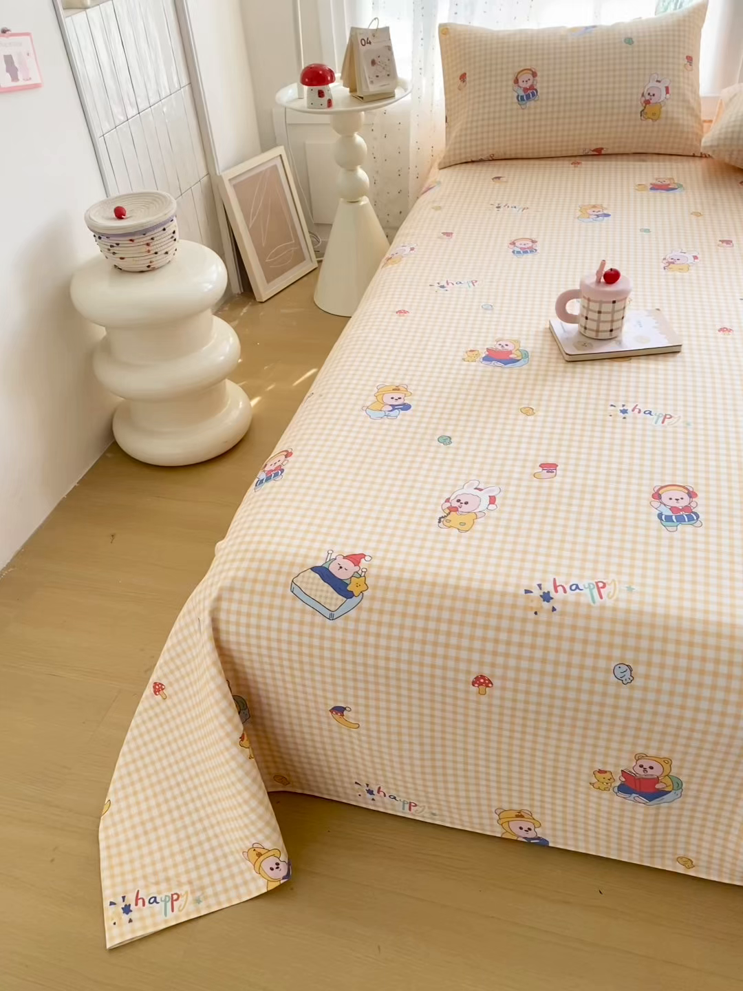 91家纺网 家纺一手货源 找家纺 首爱家纺 2026新款印花老粗布床单单品床单床单单件 读书熊