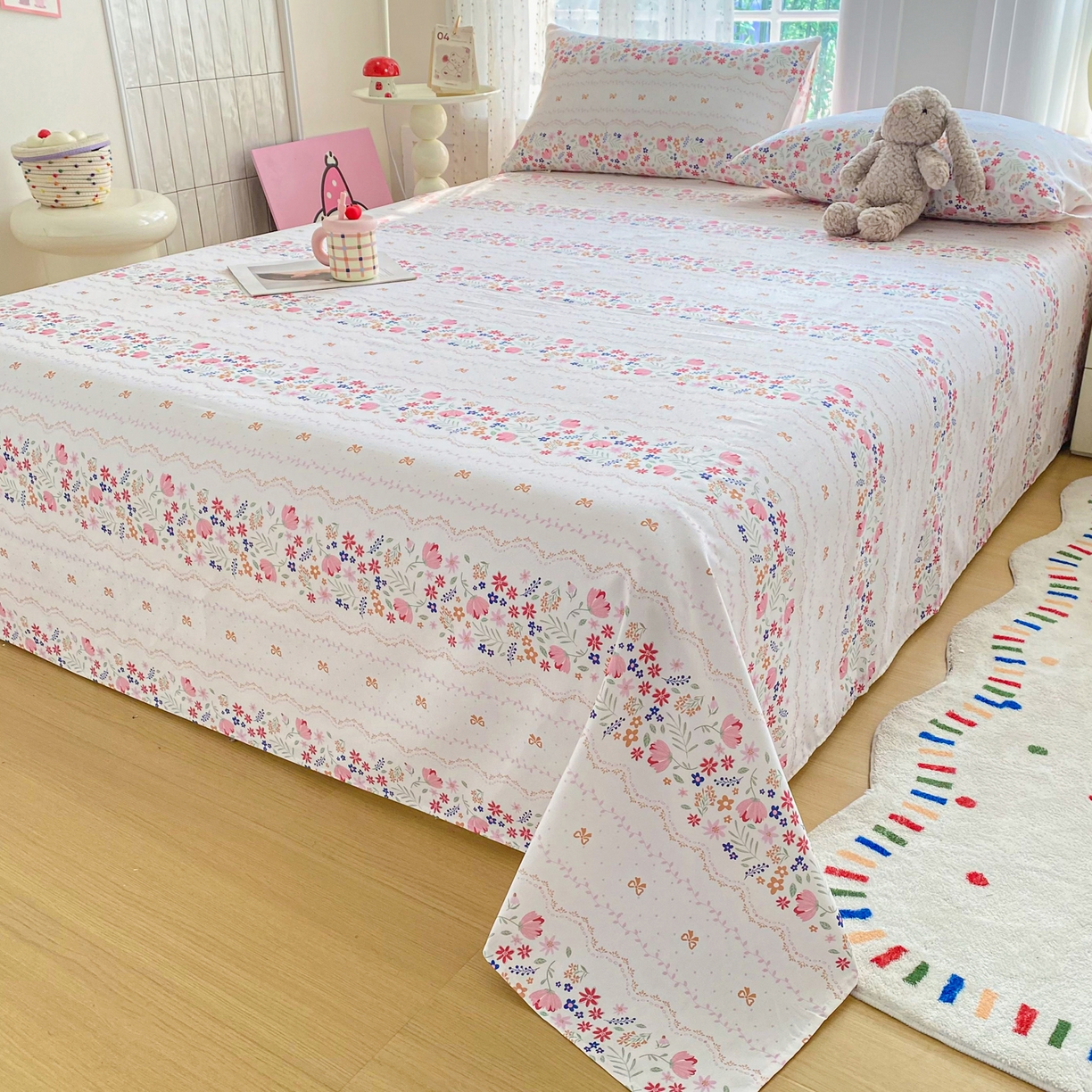 91家纺网 家纺一手货源 找家纺 首爱家纺 2026新款印花老粗布床单单品床单床单单件 芬芳