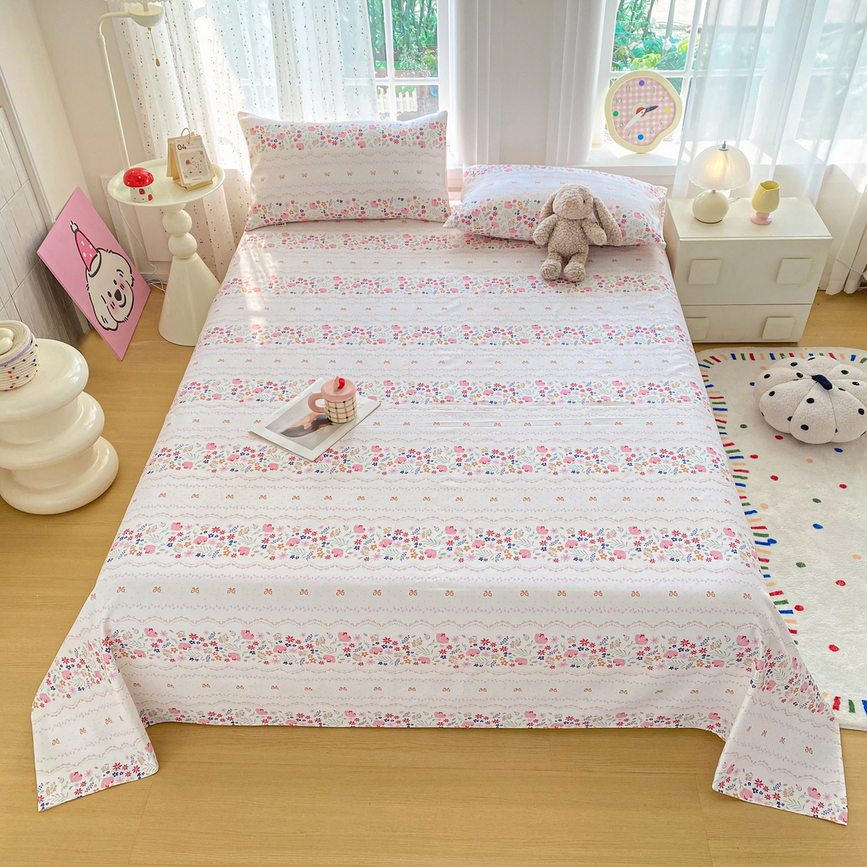 91家纺网 家纺一手货源 找家纺 首爱家纺 2026新款印花老粗布床单单品床单床单单件 芬芳