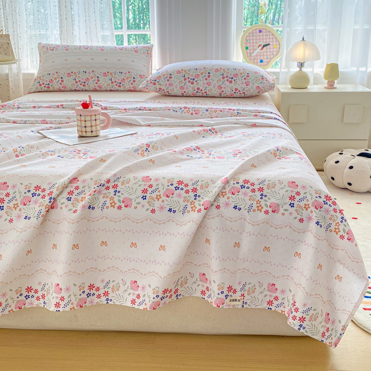 91家纺网 家纺一手货源 找家纺 首爱家纺 2026新款印花老粗布床单单品床单床单单件 芬芳