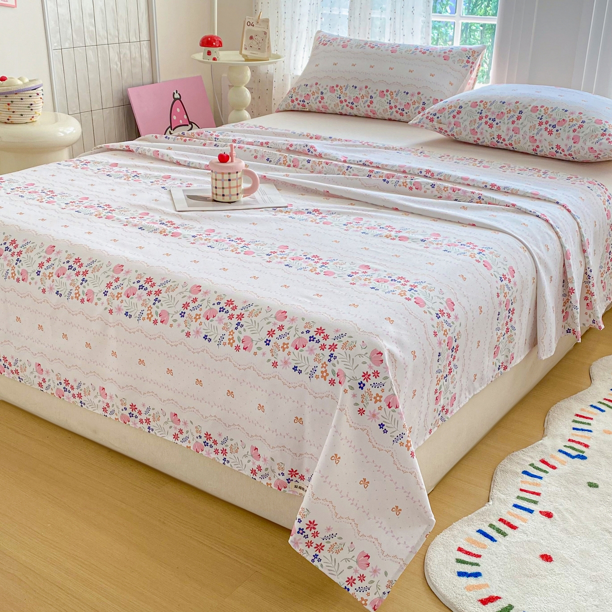 91家纺网 家纺一手货源 找家纺 首爱家纺 2026新款印花老粗布床单单品床单床单单件 芬芳