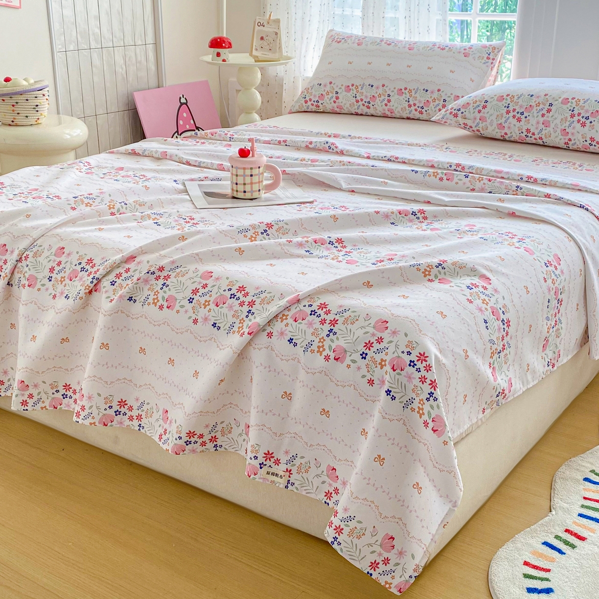 91家纺网 家纺一手货源 找家纺 首爱家纺 2026新款印花老粗布床单单品床单床单单件 芬芳