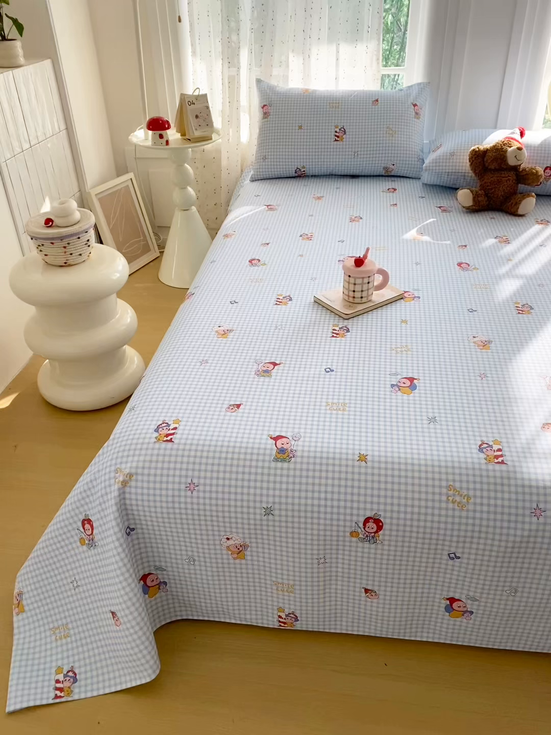 91家纺网 家纺一手货源 找家纺 首爱家纺 2026新款印花老粗布床单单品床单床单单件 红帽格