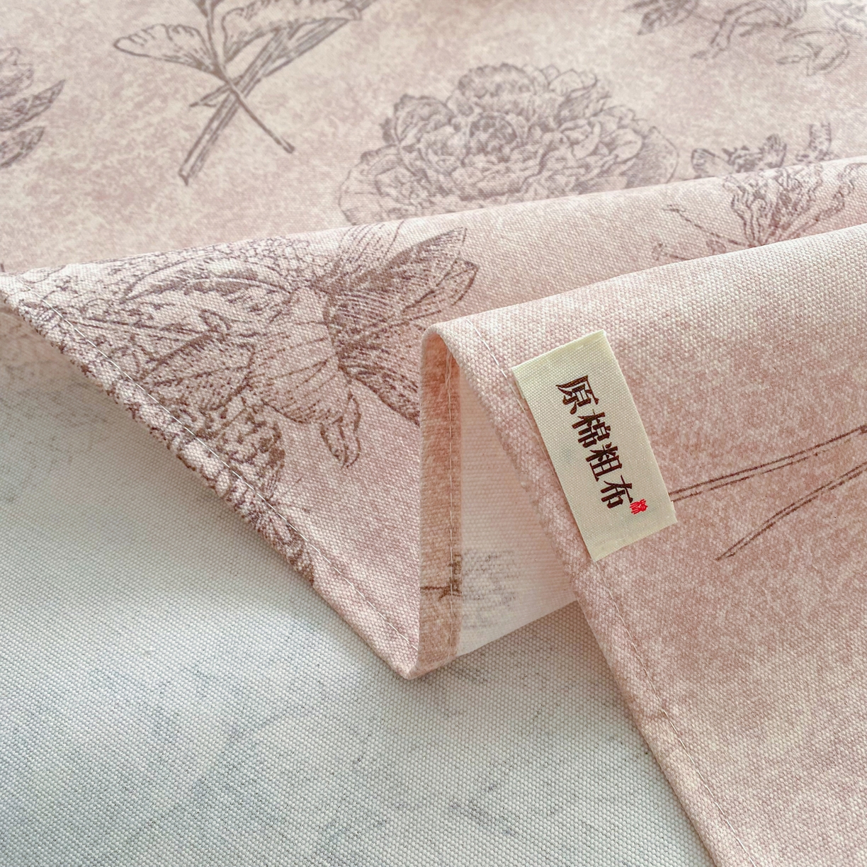 91家纺网 家纺一手货源 找家纺 首爱家纺 2026新款印花老粗布床单单品床单床单单件 木槿