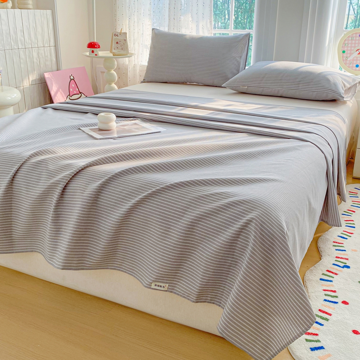 91家纺网 家纺一手货源 找家纺 首爱家纺 2026新款印花老粗布床单单品床单床单单件 慕斯