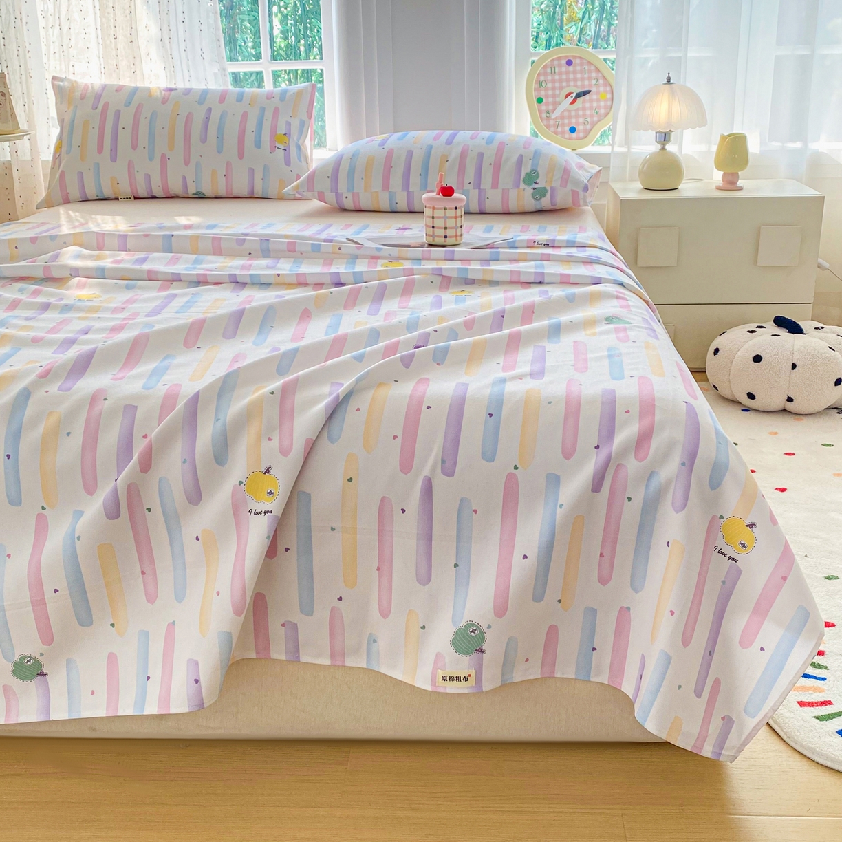 91家纺网 家纺一手货源 找家纺 首爱家纺 2026新款印花老粗布床单单品床单床单单件 南瓜