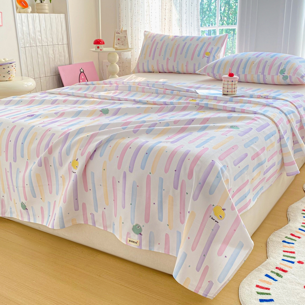 91家纺网 家纺一手货源 找家纺 首爱家纺 2026新款印花老粗布床单单品床单床单单件 南瓜