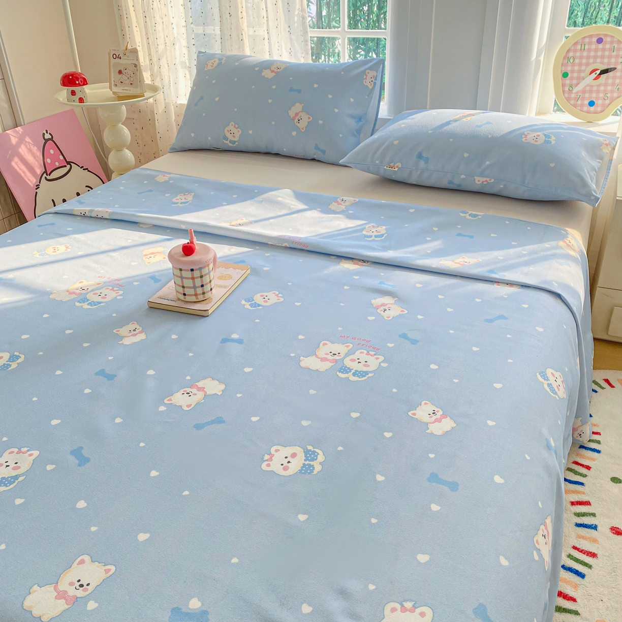 91家纺网 家纺一手货源 找家纺 首爱家纺 2026新款印花老粗布床单单品床单床单单件 朋友