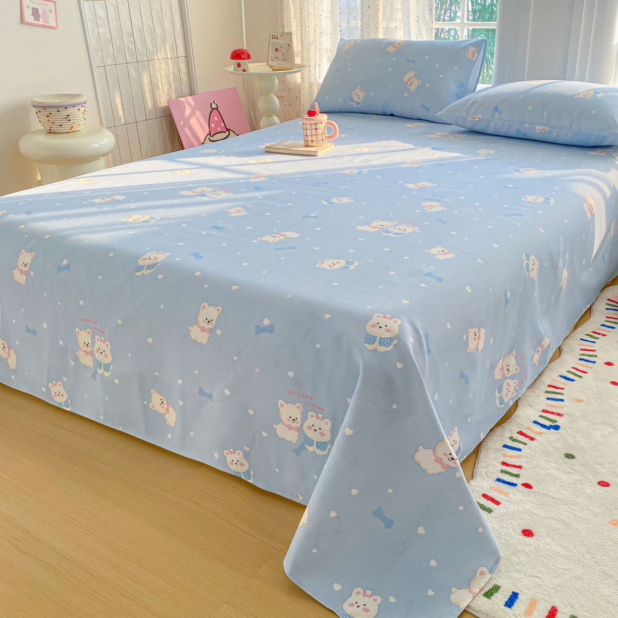 91家纺网 家纺一手货源 找家纺 首爱家纺 2026新款印花老粗布床单单品床单床单单件 朋友