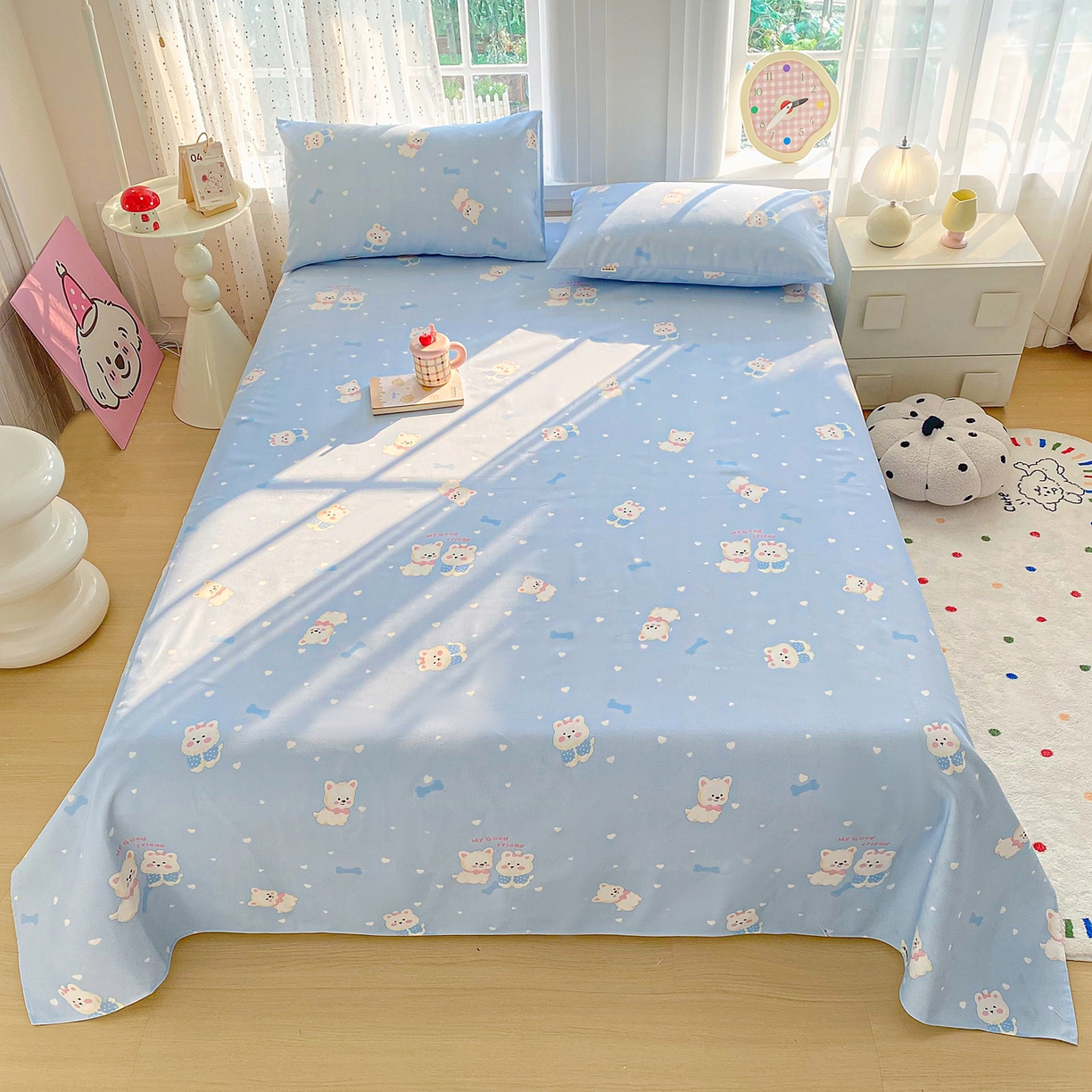 91家纺网 家纺一手货源 找家纺 首爱家纺 2026新款印花老粗布床单单品床单床单单件 朋友