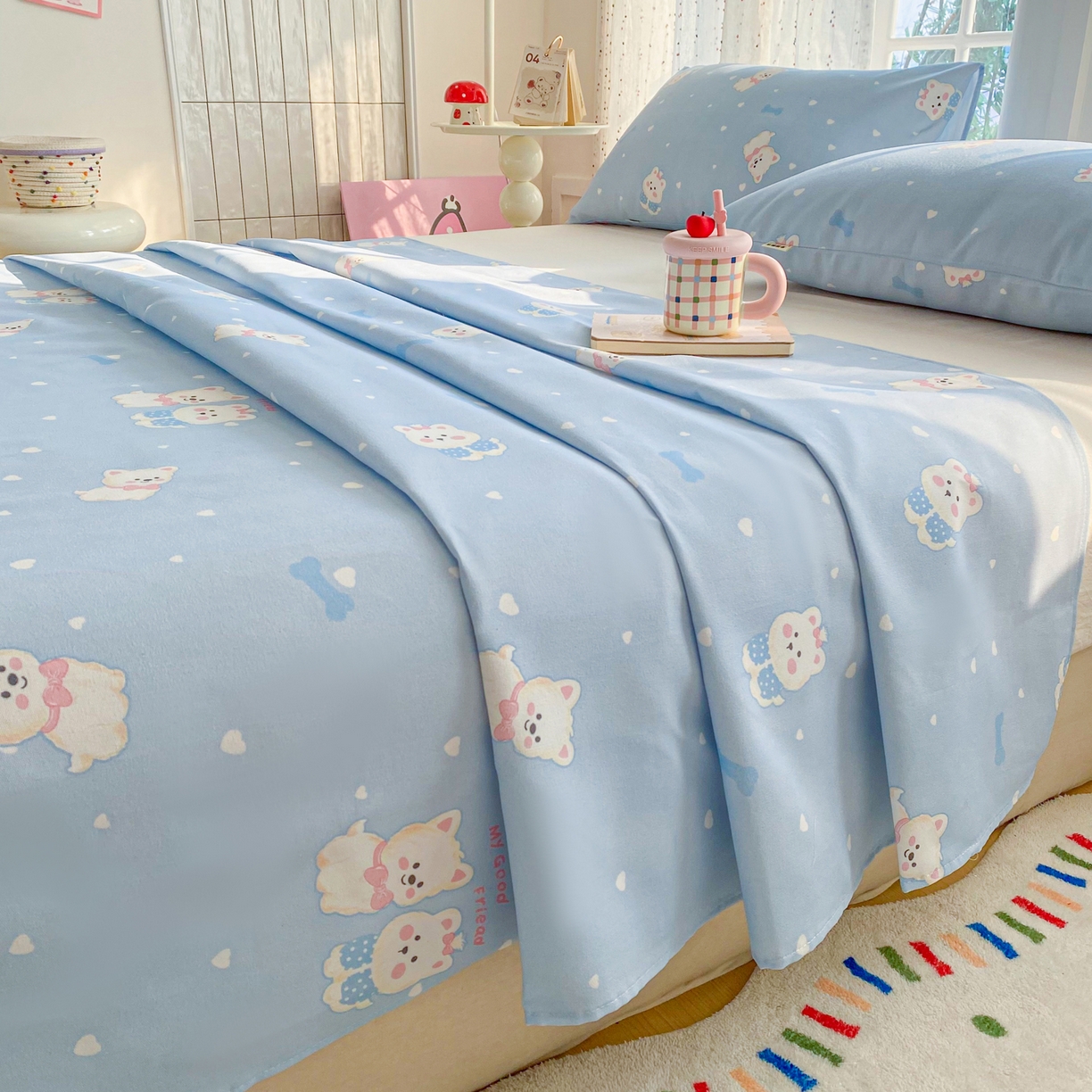 91家纺网 家纺一手货源 找家纺 首爱家纺 2026新款印花老粗布床单单品床单床单单件 朋友